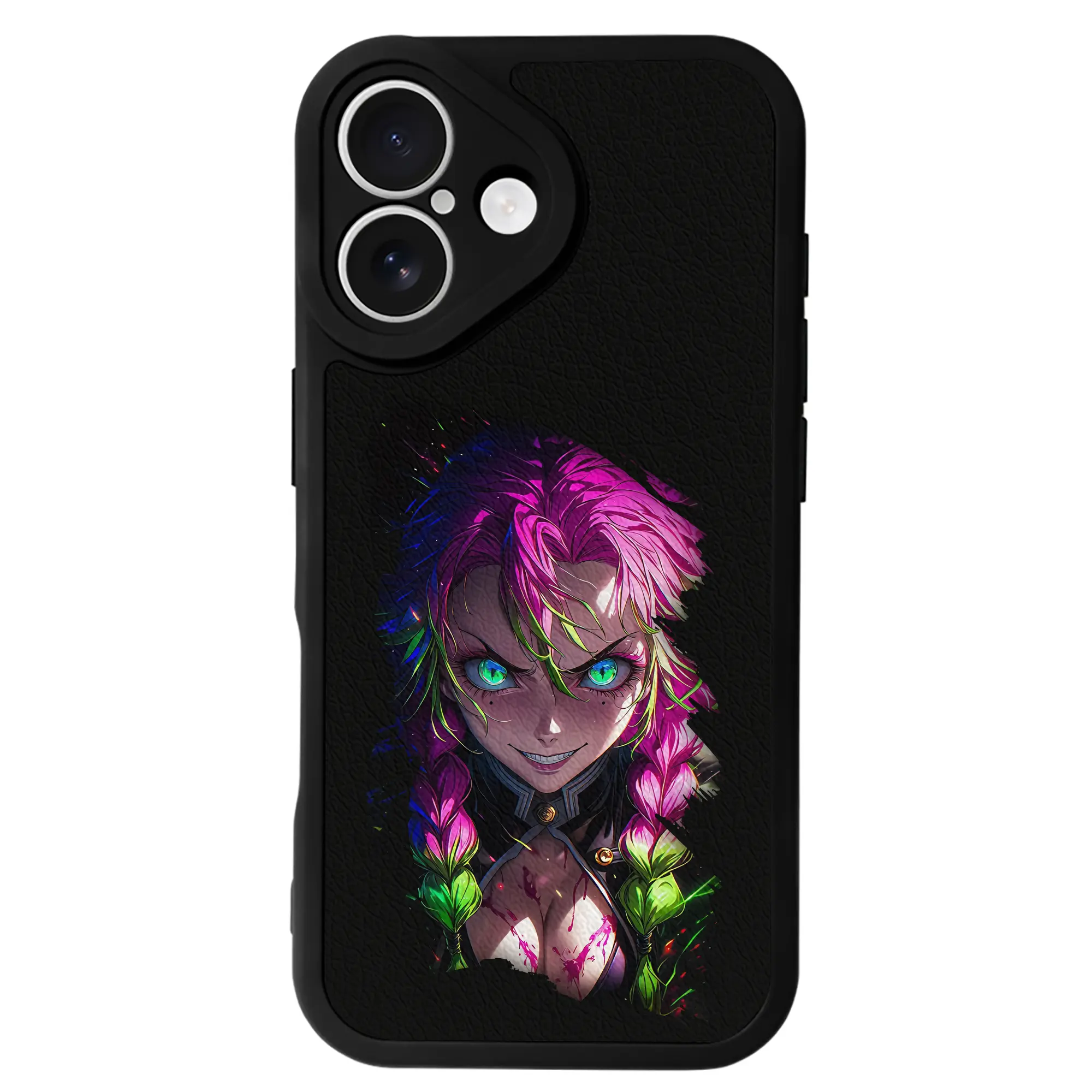 鬼滅の刃 グッズ,甘露寺 蜜璃 - IPhone 16シリーズ対応 ・ シリコンスマホケース ・ レザー調 ・ 高精度フィット ・ 耐衝撃 ・ ワイヤレス充電対応 ・ 精密カット